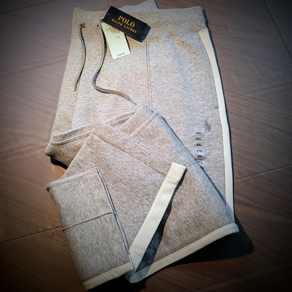 POLO Ralph Lauren Drawstring Waistband 2Pockets Side-Striped Pants XXL /TTG GREY